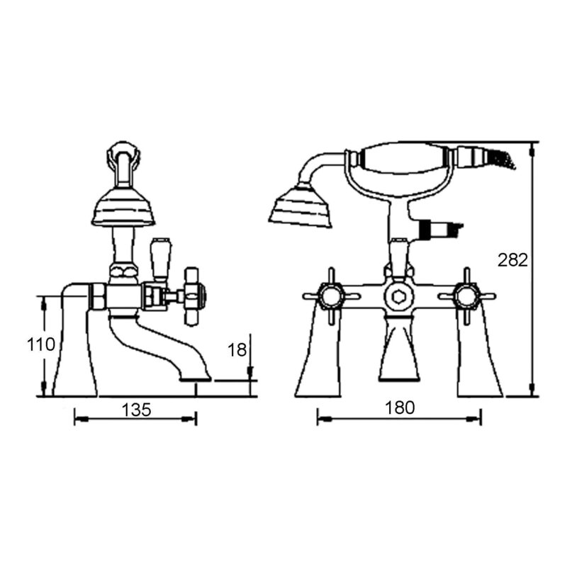 Nuie Alderton Brushed Brass Bath Shower Mixer