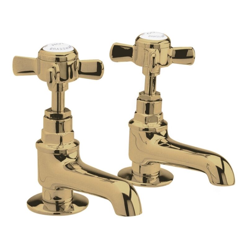 Nuie Alderton Brushed Brass Basin Taps