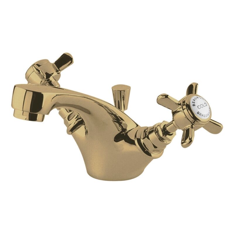 Nuie Alderton Brushed Brass Mono Basin Mixer Tap with Pop Up Waste