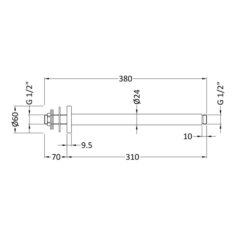 Nuie 310mm Round Brushed Bronze Ceiling Shower Arm