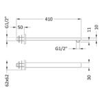 Nuie Brushed Pewter Rectangular Shower Arm