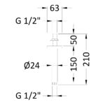 Nuie 160mm Round Brushed Pewter Ceiling Shower Arm