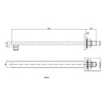 Nuie Square Brushed Brass Wall Shower Arm