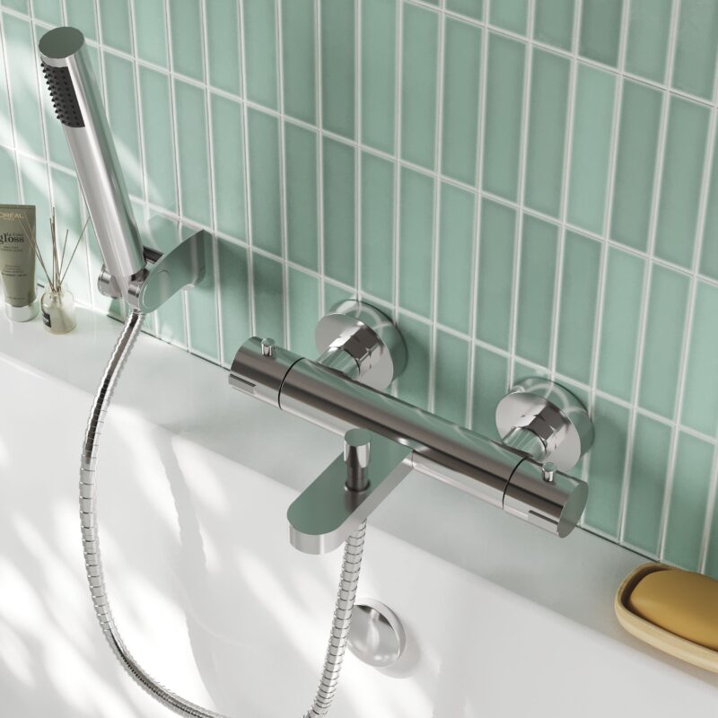 Nuie Arvan Chrome Wall Mounted Bath Shower Mixer