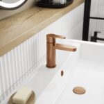 Nuie Arvan Brushed Bronze Mono Basin Mixer with Push Button Waste