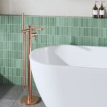 Nuie Arvan Brushed Bronze Floor Bath Shower Mixer with Kit