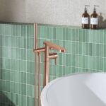 Nuie Arvan Brushed Bronze Floor Bath Shower Mixer with Kit