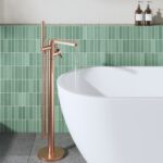 Nuie Arvan Brushed Bronze Floor Bath Shower Mixer with Kit