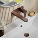 Nuie Arvan Brushed Bronze Wall Basin Mixer with Plate