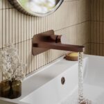Nuie Arvan Brushed Bronze Wall Basin Mixer with Plate