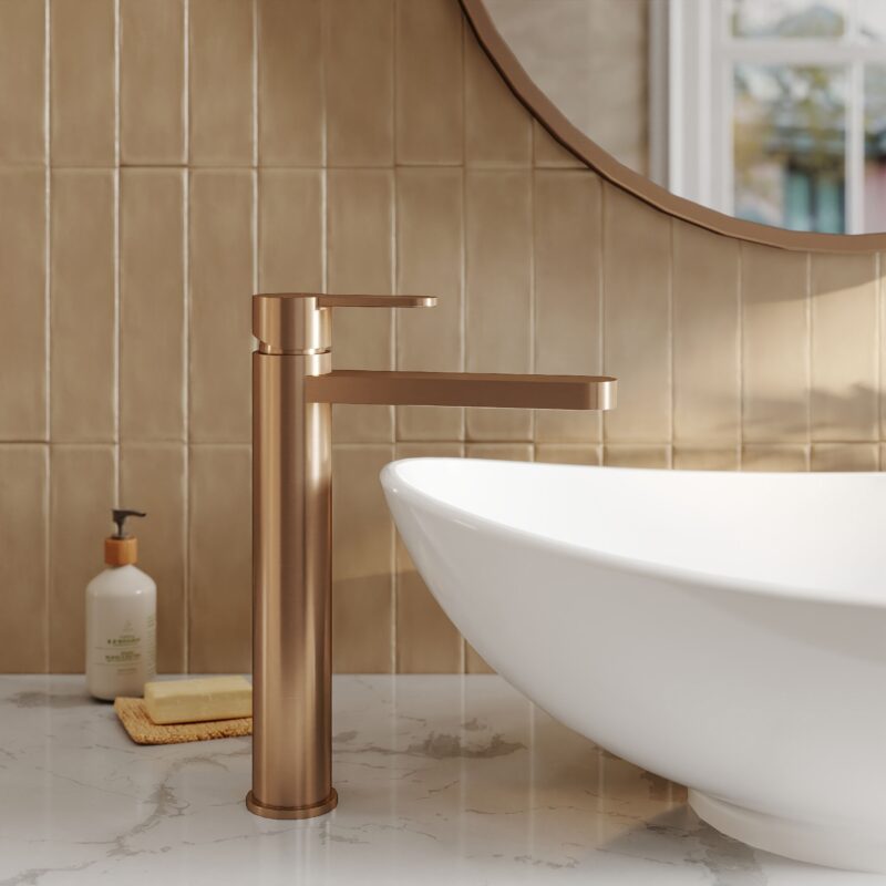 Nuie Arvan Brushed Bronze High Rise Mono Basin Mixer