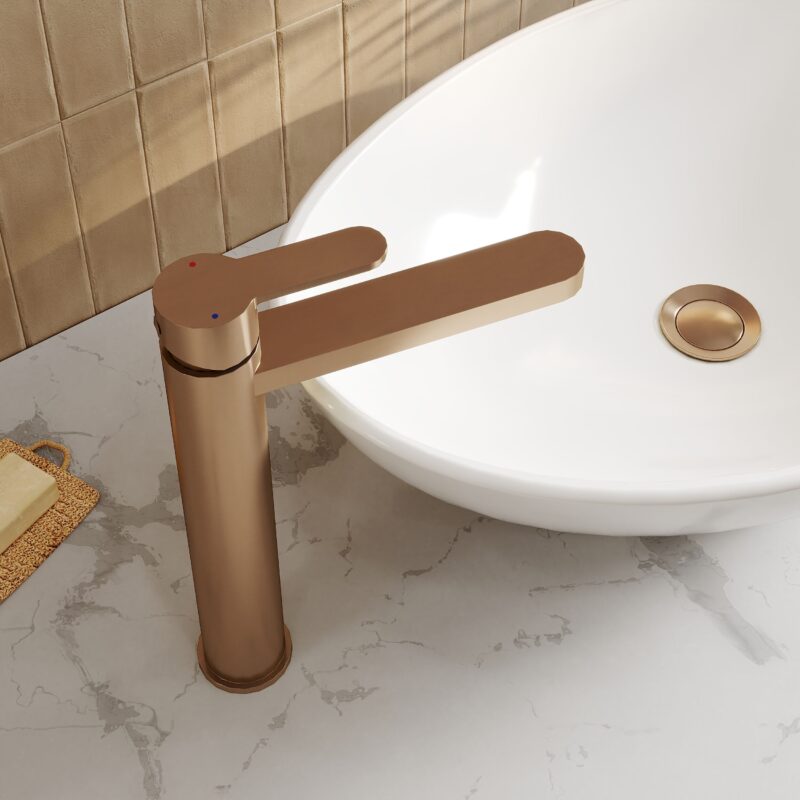 Nuie Arvan Brushed Bronze High Rise Mono Basin Mixer