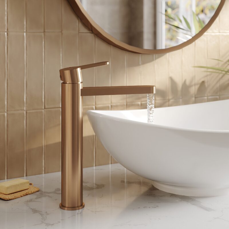 Nuie Arvan Brushed Bronze High Rise Mono Basin Mixer