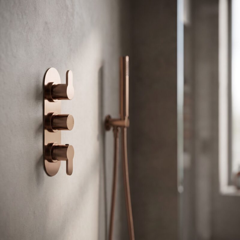 Nuie Arvan Brushed Bronze Triple Thermostatic Shower Valve