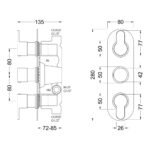 Nuie Arvan Brushed Bronze Triple Thermostatic Shower Valve