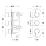 Nuie Arvan Brushed Bronze Triple Thermostatic Shower Valve with Diverter