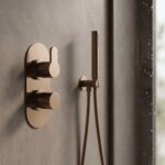 Nuie Arvan Brushed Bronze Twin Thermostatic Shower Valve with Diverter