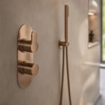 Nuie Arvan Brushed Bronze Twin Thermostatic Shower Valve with Diverter