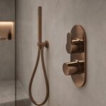 Nuie Arvan Brushed Bronze Concealed Thermostatic Twin 3-Way Shower Valve