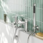 Nuie Arvan Chrome Deck Mounted Bath Shower Mixer with Kit