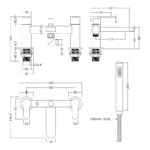 Nuie Arvan Chrome Deck Mounted Bath Shower Mixer with Kit