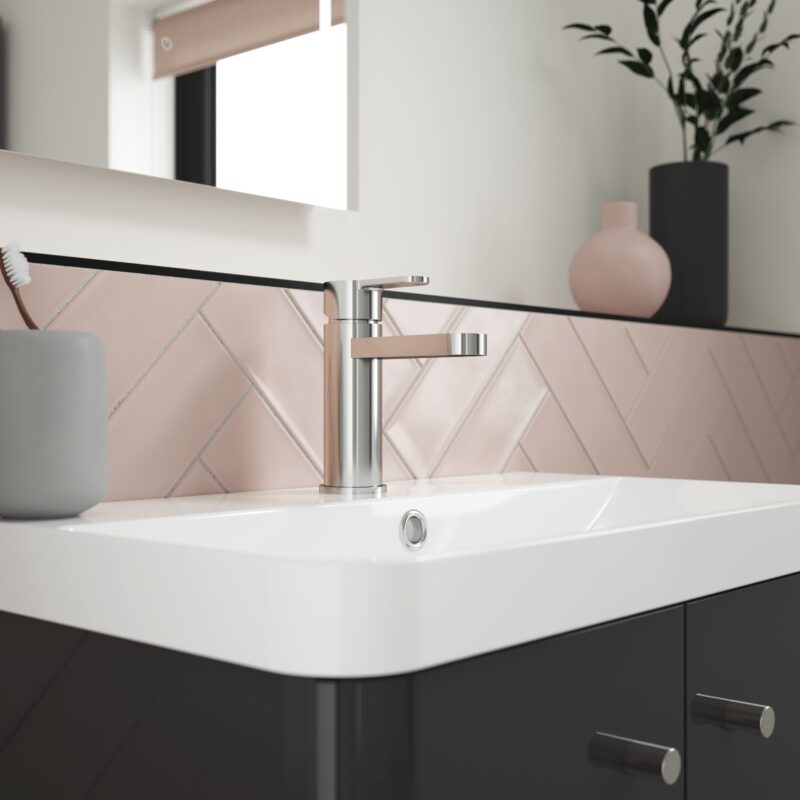 Nuie Arvan Chrome Mono Basin Mixer with Push Button Waste