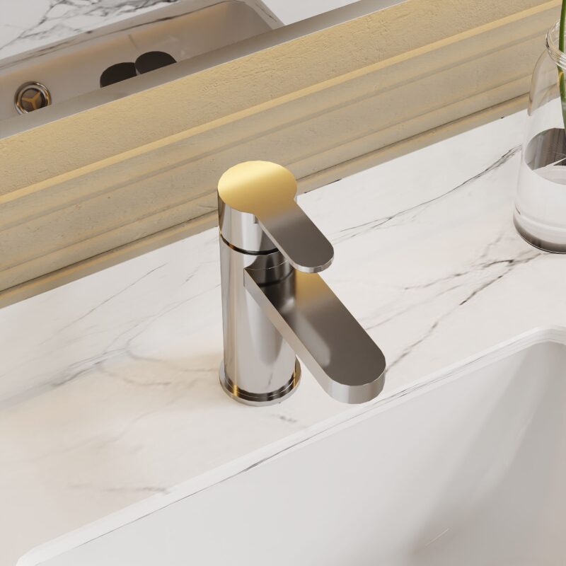 Nuie Arvan Chrome Eco Mono Basin Mixer with Push Button Waste