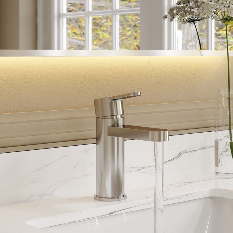 Nuie Arvan Chrome Eco Mono Basin Mixer with Push Button Waste