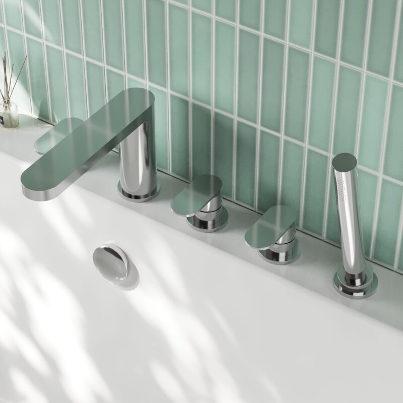 Nuie Arvan Chrome 5 Hole Deck Bath Shower Mixer