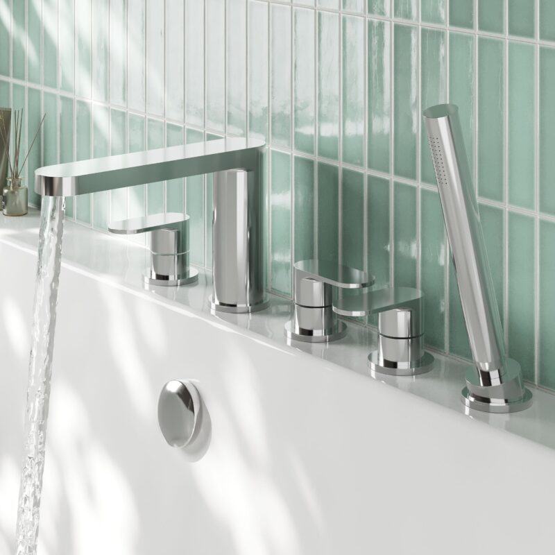 Nuie Arvan Chrome 5 Hole Deck Bath Shower Mixer
