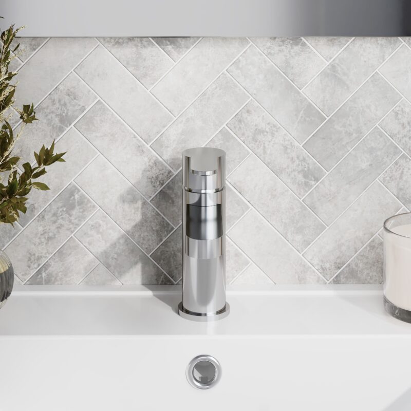 Nuie Arvan Mini Basin Mixer with Push Button Waste
