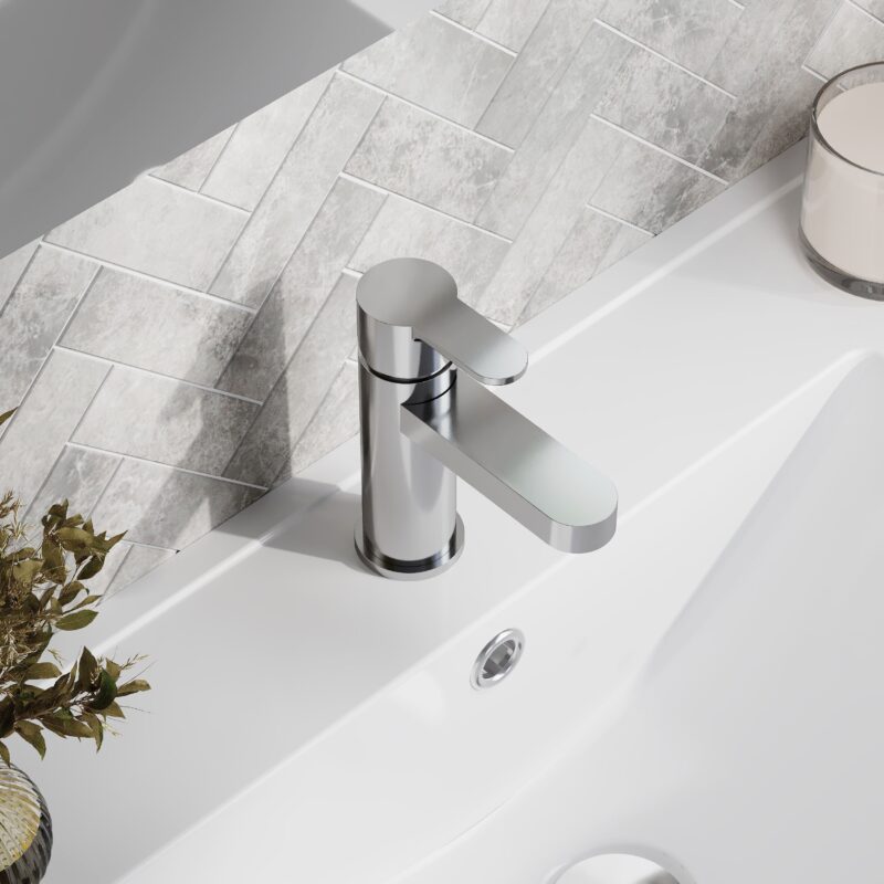 Nuie Arvan Mini Basin Mixer with Push Button Waste