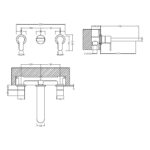 Nuie Arvan Chrome 3 Hole Wall Basin Mixer
