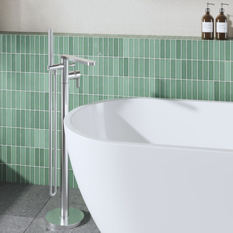 Nuie Arvan Chrome Freestanding Bath Shower Mixer
