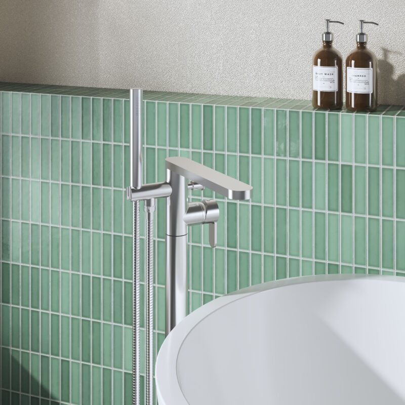 Nuie Arvan Chrome Freestanding Bath Shower Mixer