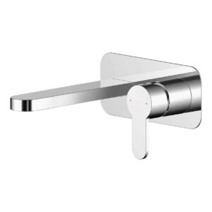 Nuie Arvan Chrome 2 Hole Wall Basin Mixer with Plate