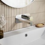 Nuie Arvan Chrome 2 Hole Wall Basin Mixer with Plate