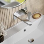 Nuie Arvan Chrome 2 Hole Wall Basin Mixer with Plate