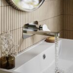 Nuie Arvan Chrome 2 Hole Wall Basin Mixer with Plate