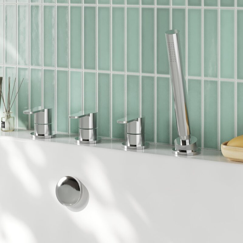 Nuie Arvan Chrome 4 Hole Deck Bath Shower Mixer No Spout
