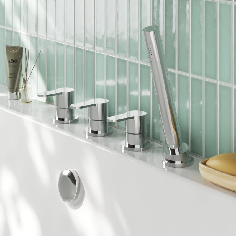 Nuie Arvan Chrome 4 Hole Deck Bath Shower Mixer No Spout