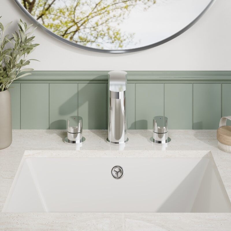 Nuie Arvan Chrome 3 Hole Basin Mixer with Pop Up Waste