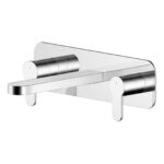 Nuie Arvan Chrome 3 Hole Wall Basin Mixer with Plate