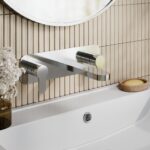 Nuie Arvan Chrome 3 Hole Wall Basin Mixer with Plate
