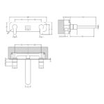 Nuie Arvan Chrome 3 Hole Wall Basin Mixer with Plate