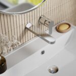 Nuie Arvan Chrome 2 Hole Wall Basin Mixer Tap