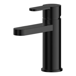 Nuie Arvan Matt Black Mono Basin Mixer with Push Button Waste