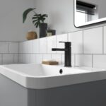 Nuie Arvan Matt Black Mono Basin Mixer with Push Button Waste