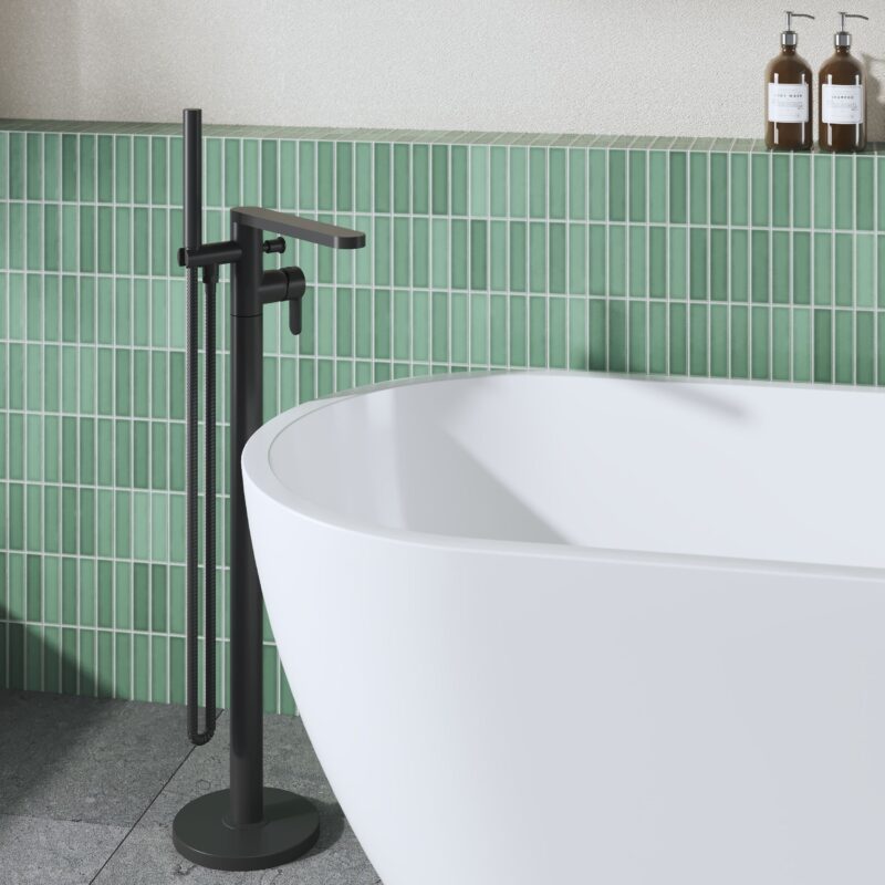 Nuie Arvan Matt Black Freestanding Bath Shower Mixer