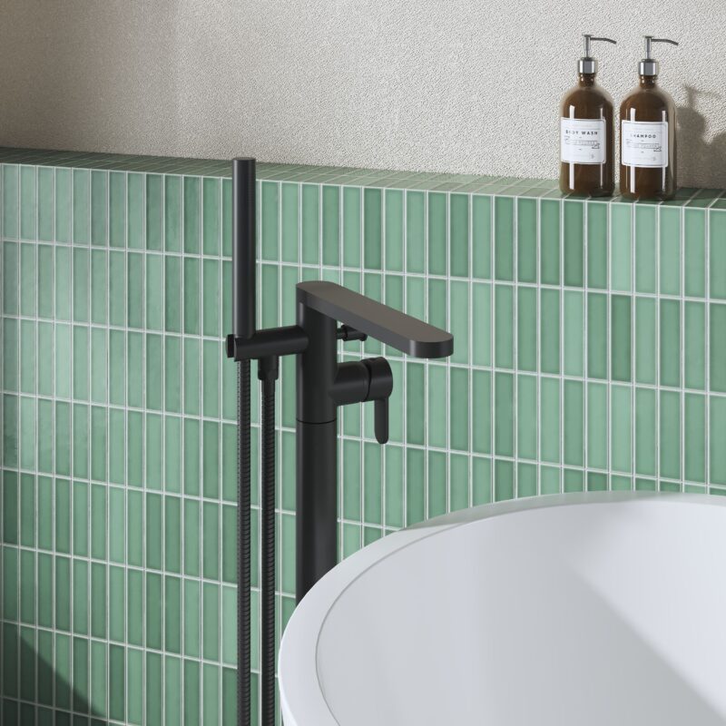 Nuie Arvan Matt Black Freestanding Bath Shower Mixer